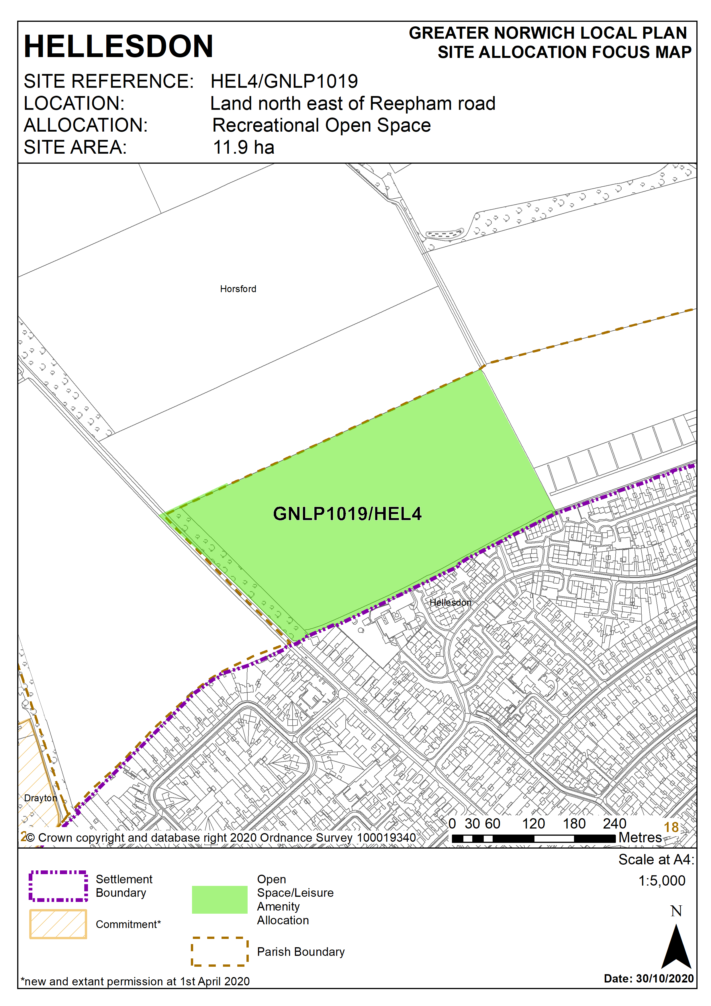 Policy HEL4/GNLP1019 Land northeast of Reepham Road, Hellesdon GNLP